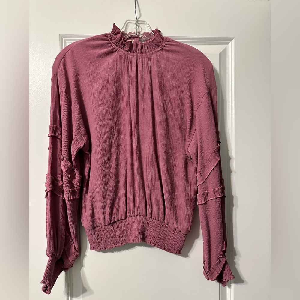 Purple smocked LS boutique top